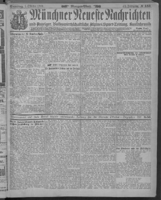 Münchner neueste Nachrichten Dienstag 1. Oktober 1889