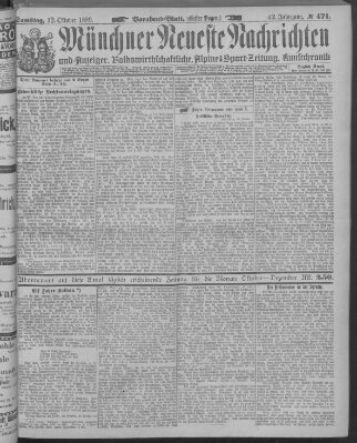 Münchner neueste Nachrichten Samstag 12. Oktober 1889