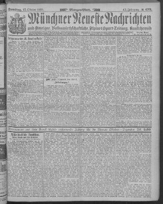 Münchner neueste Nachrichten Samstag 12. Oktober 1889