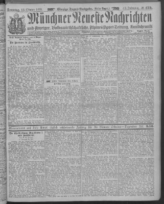 Münchner neueste Nachrichten Sonntag 13. Oktober 1889