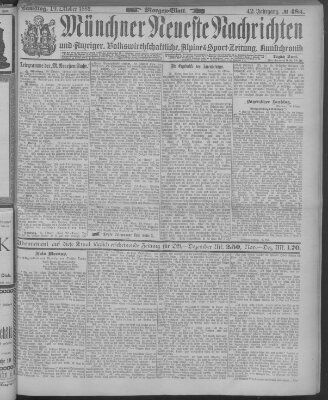 Münchner neueste Nachrichten Samstag 19. Oktober 1889