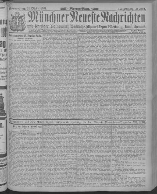 Münchner neueste Nachrichten Donnerstag 31. Oktober 1889