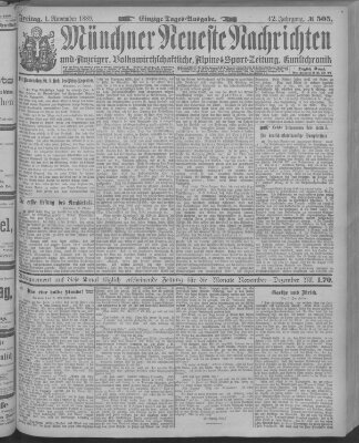 Münchner neueste Nachrichten Freitag 1. November 1889