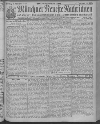 Münchner neueste Nachrichten Freitag 8. November 1889