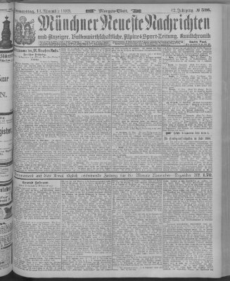 Münchner neueste Nachrichten Donnerstag 14. November 1889