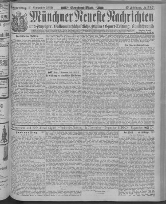 Münchner neueste Nachrichten Donnerstag 21. November 1889