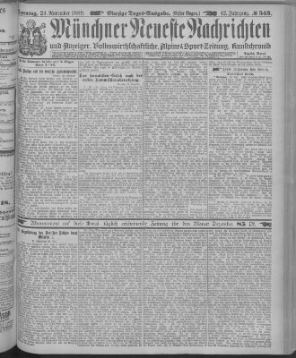 Münchner neueste Nachrichten Sonntag 24. November 1889