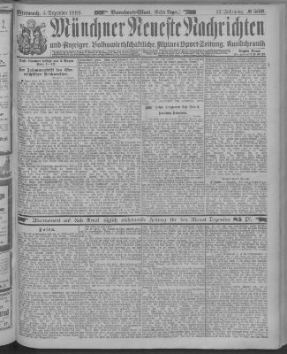 Münchner neueste Nachrichten Mittwoch 4. Dezember 1889