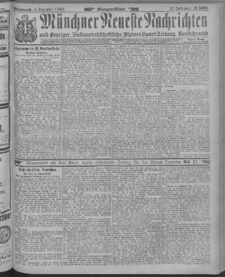 Münchner neueste Nachrichten Mittwoch 4. Dezember 1889