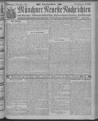 Münchner neueste Nachrichten Samstag 7. Dezember 1889