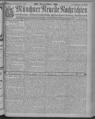 Münchner neueste Nachrichten Dienstag 10. Dezember 1889