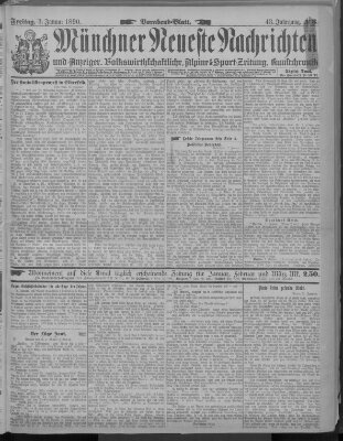 Münchner neueste Nachrichten Freitag 3. Januar 1890