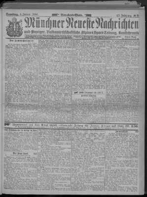 Münchner neueste Nachrichten Samstag 4. Januar 1890