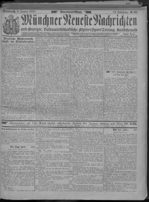 Münchner neueste Nachrichten Mittwoch 8. Januar 1890