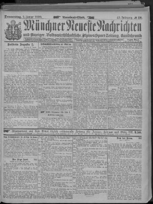 Münchner neueste Nachrichten Donnerstag 9. Januar 1890