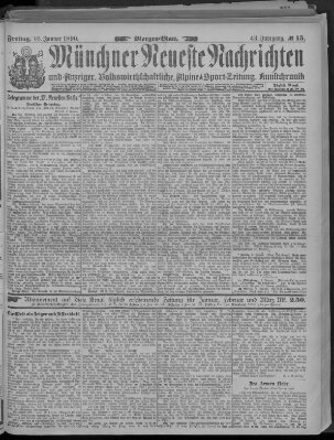 Münchner neueste Nachrichten Freitag 10. Januar 1890