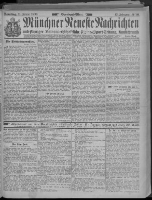 Münchner neueste Nachrichten Samstag 11. Januar 1890