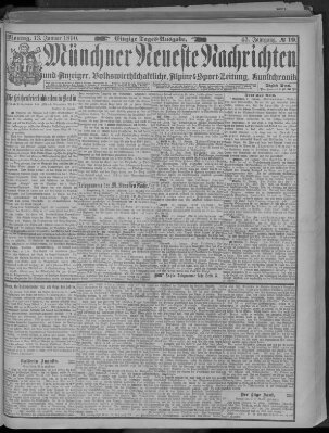 Münchner neueste Nachrichten Montag 13. Januar 1890