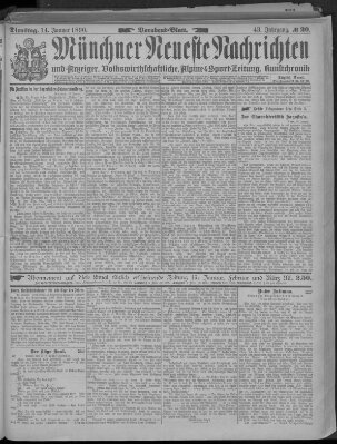 Münchner neueste Nachrichten Dienstag 14. Januar 1890