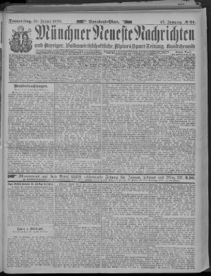 Münchner neueste Nachrichten Donnerstag 16. Januar 1890