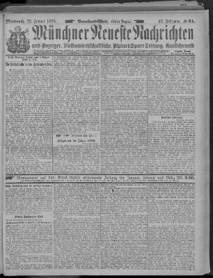 Münchner neueste Nachrichten Mittwoch 22. Januar 1890