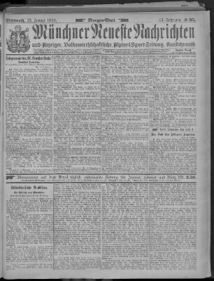 Münchner neueste Nachrichten Mittwoch 22. Januar 1890