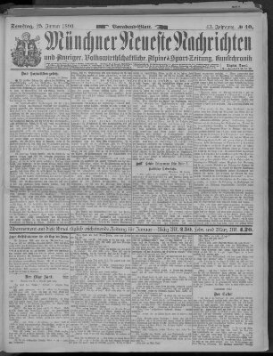 Münchner neueste Nachrichten Samstag 25. Januar 1890