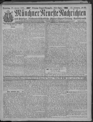 Münchner neueste Nachrichten Sonntag 26. Januar 1890