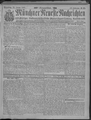 Münchner neueste Nachrichten Dienstag 28. Januar 1890