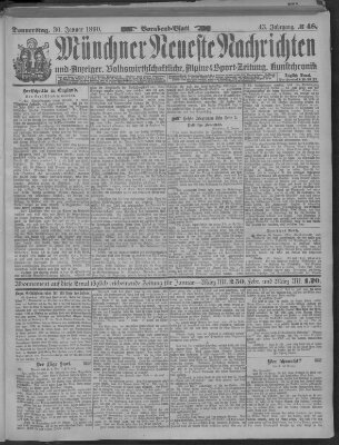 Münchner neueste Nachrichten Donnerstag 30. Januar 1890