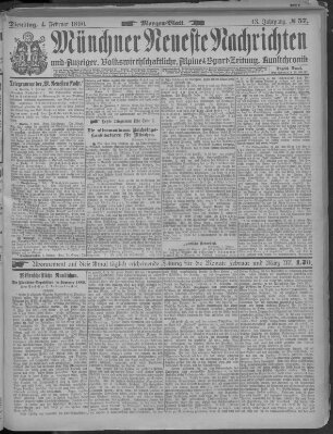 Münchner neueste Nachrichten Dienstag 4. Februar 1890