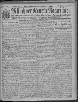 Münchner neueste Nachrichten Donnerstag 6. Februar 1890