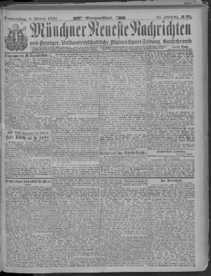 Münchner neueste Nachrichten Donnerstag 6. Februar 1890