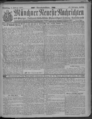 Münchner neueste Nachrichten Samstag 8. Februar 1890