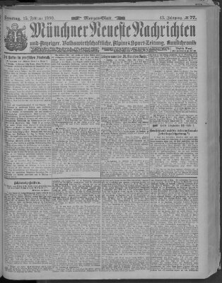 Münchner neueste Nachrichten Samstag 15. Februar 1890