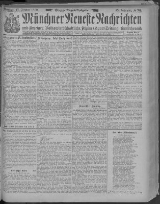 Münchner neueste Nachrichten Montag 17. Februar 1890