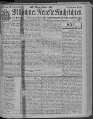 Münchner neueste Nachrichten Dienstag 25. Februar 1890