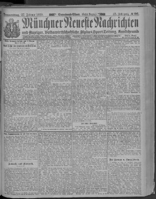 Münchner neueste Nachrichten Donnerstag 27. Februar 1890