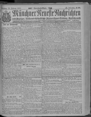 Münchner neueste Nachrichten Freitag 28. Februar 1890