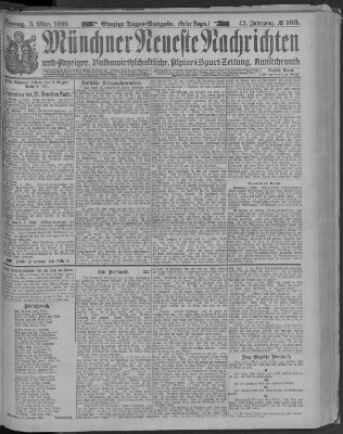 Münchner neueste Nachrichten Montag 3. März 1890