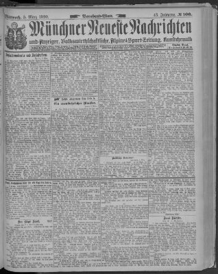 Münchner neueste Nachrichten Mittwoch 5. März 1890