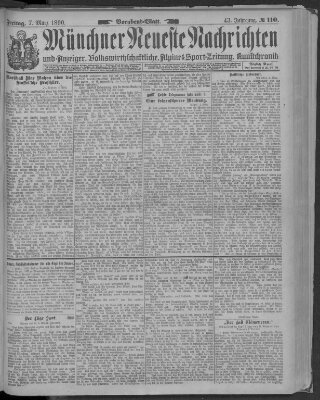 Münchner neueste Nachrichten Freitag 7. März 1890