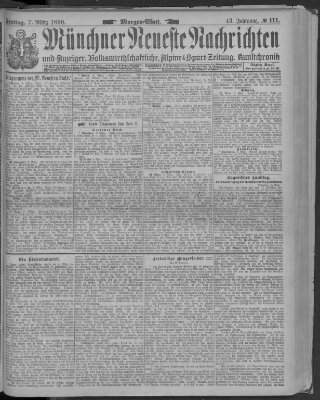 Münchner neueste Nachrichten Freitag 7. März 1890