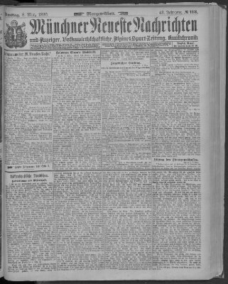 Münchner neueste Nachrichten Samstag 8. März 1890