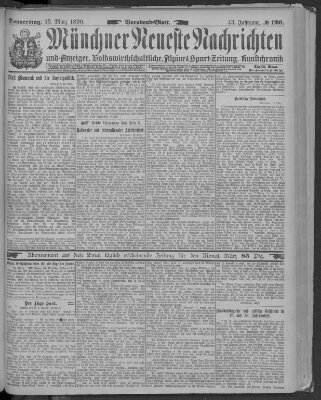 Münchner neueste Nachrichten Donnerstag 13. März 1890