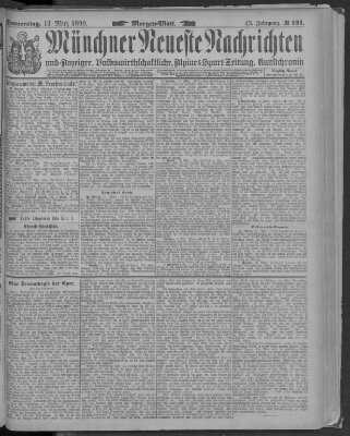 Münchner neueste Nachrichten Donnerstag 13. März 1890