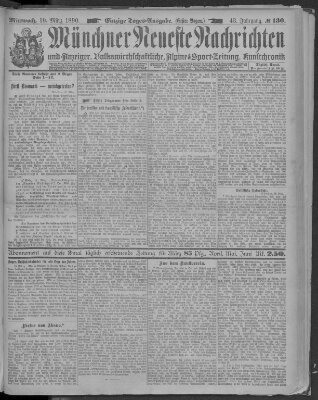 Münchner neueste Nachrichten Mittwoch 19. März 1890