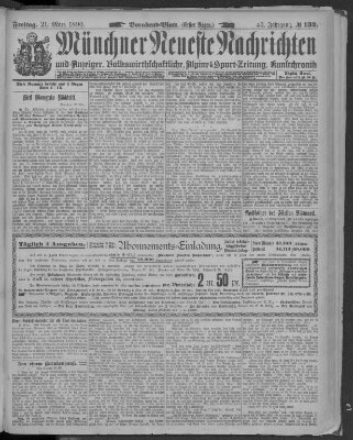 Münchner neueste Nachrichten Freitag 21. März 1890