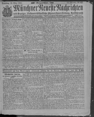 Münchner neueste Nachrichten Samstag 29. März 1890