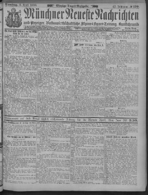 Münchner neueste Nachrichten Dienstag 8. April 1890